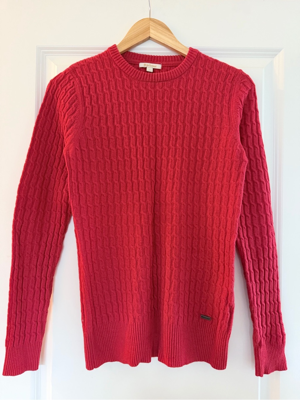 Barbour Langdale Crew 100% Lambswool Sweater Red M
